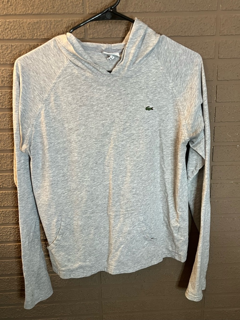Lacoste Gray Sweatshirt with Green Crocodile Logo